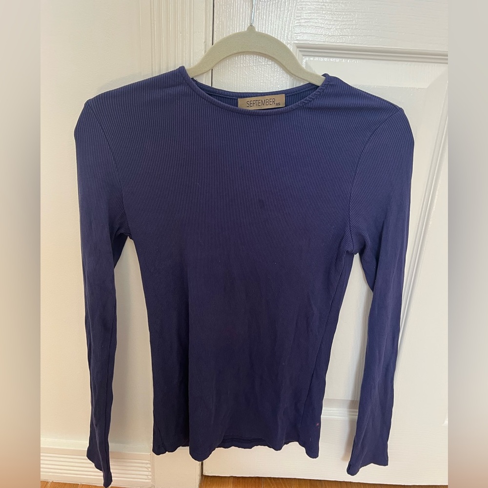 September Ribbed Dark blue Top